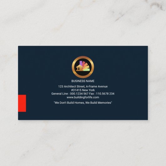 Super Blauw Luxueus Huis Bouwer Architect Visitekaartje (Achterkant)