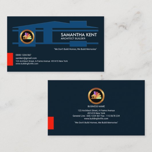 Super Blauw Luxueus Huis Bouwer Architect Visitekaartje (Voorkant / Achterkant)