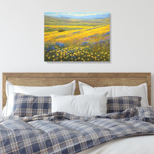 Super Blooms in Californië, Carrizo Plains Canvas Afdruk (Insitu (Slaapkamer))