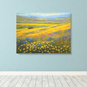 Super Blooms in Californië, Carrizo Plains Canvas Afdruk (Insitu (Houten vloer))