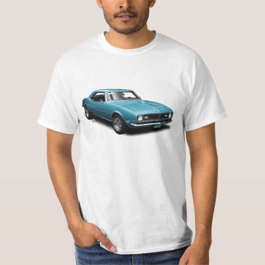 Super Blue Camaro op White T-Shirt (Voorkant)
