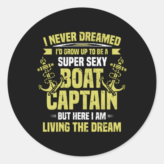 Super Boat Kapitein Zeilboot Ronde Sticker (Voorkant)