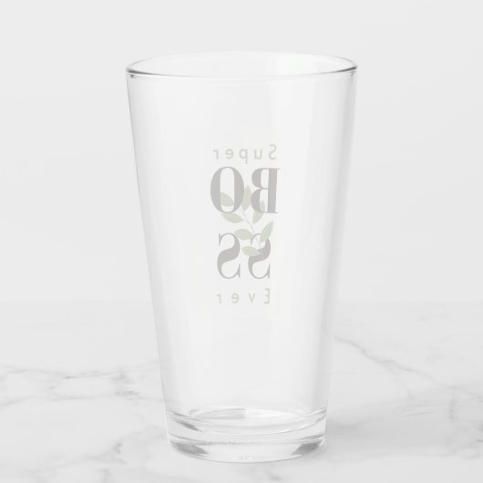 Super Boss Ever Glass Cup cadeau voor baas Glas (Achterkant)