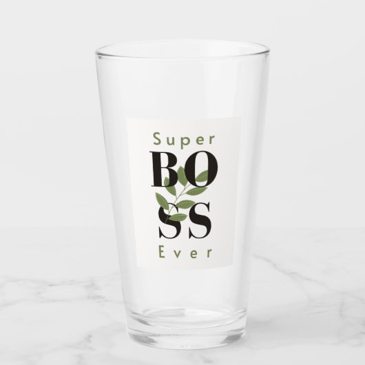 Super Boss Ever Glass Cup cadeau voor baas Glas (Voorkant)