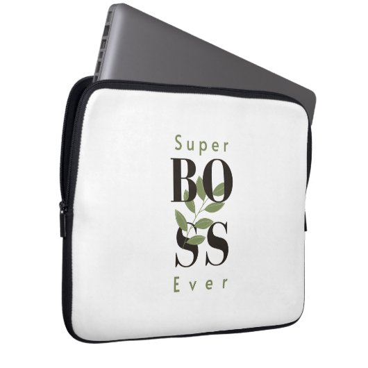 Super Boss Ever Minimalist White Electronics Bag Laptop Sleeve (Voorkant Rechts)