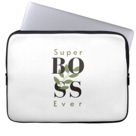 Super Boss Ever Minimalist White Electronics Bag Laptop Sleeve