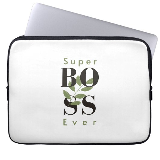 Super Boss Ever Minimalist White Electronics Bag Laptop Sleeve (Voorkant)