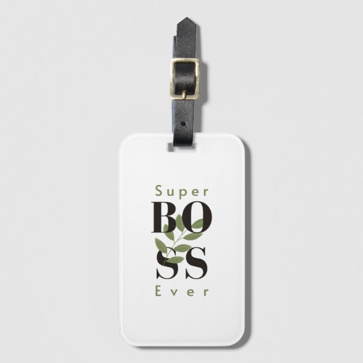 Super Boss Ever Minimalistisch Wit Bagagelabel (Voorkant (verticaal))