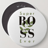 Super Boss Ever Minimalistische Witte Button (Voorkant /achterkant)