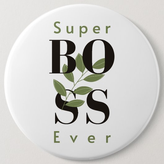 Super Boss Ever Minimalistische Witte Button (Voorkant)