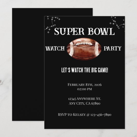 Super Bowl Invitation Kaart (Voorkant / Achterkant)