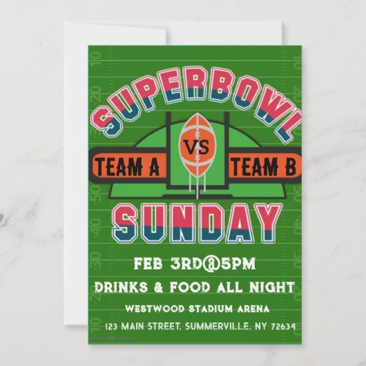 Super Bowl Zondag uitnodiging (Voorkant)