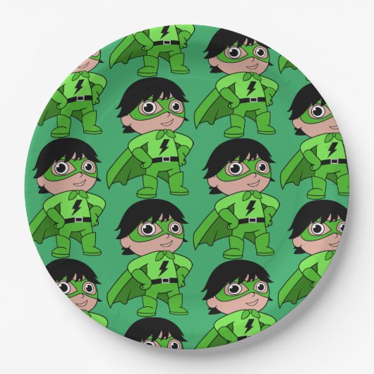 Super Boy Action Hero Papieren Bordje (Voorkant)