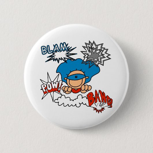 Super Boy Blam Bang Pow Ronde Button 5,7 Cm (Voorkant)