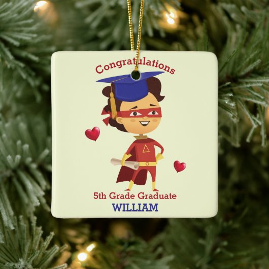 Super Boy Congrats 5th grade Keramisch Ornament (Boom)