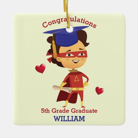 Super Boy Congrats 5th grade Keramisch Ornament (Voorkant)