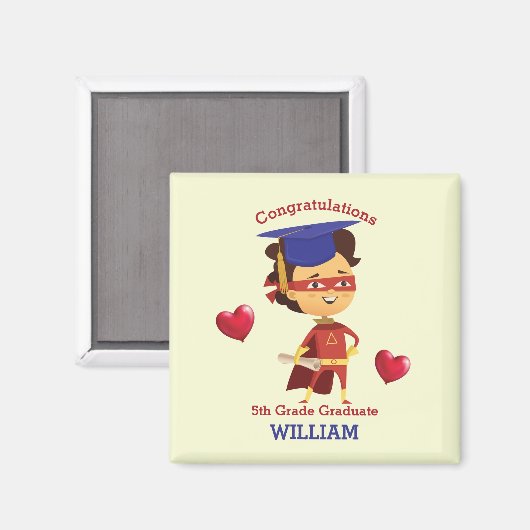 Super Boy Congrats 5th grade Magneet (Voorkant / Achterkant)