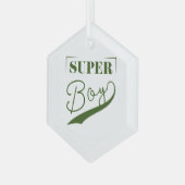 Super Boy Glas Ornament (Voorkant links)
