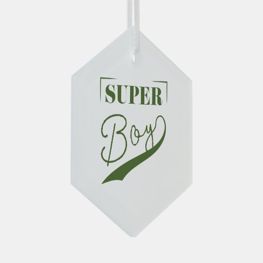 Super Boy Glas Ornament (Voorkant Rechts)