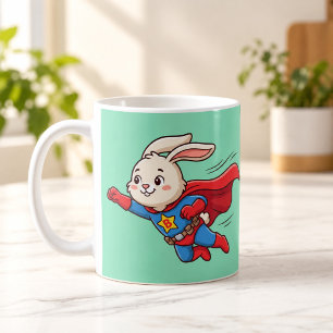 Super Bunny Held Vliegende Cartoon Mok
