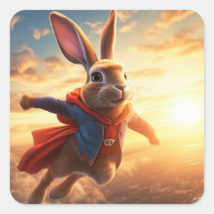 Super Bunny Vierkante Sticker