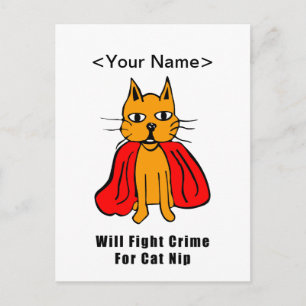 Super Cat Fight Crime for Catnip (jouw naam toevoe Briefkaart