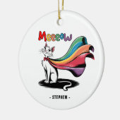 Super Cat Meewow – Rainbow Cape Pride Cat Keramisch Ornament (Links)