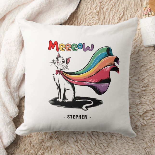 Super Cat Meewow – Rainbow Cape Pride Cat Kussen (Deken)