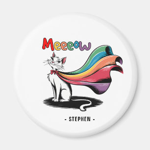 Super Cat Meewow – Rainbow Cape Pride Cat Magneet