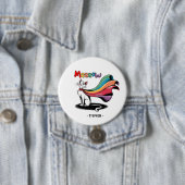Super Cat Meewow – Rainbow Cape Pride Cat Ronde Button 7,6 Cm (In situ)