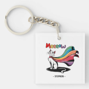 Super Cat Meewow – Rainbow Cape Pride Cat Sleutelhanger