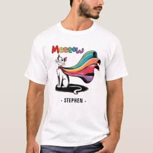 Super Cat Meewow – Rainbow Cape Pride Cat T-shirt
