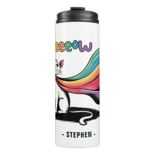 Super Cat Meewow – Rainbow Cape Pride Cat Thermosbeker