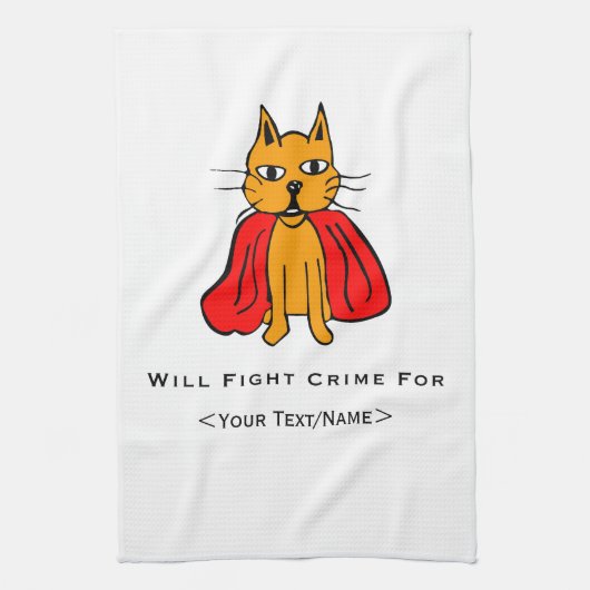 Super Cat Strijd Misdaad Voor<Your Text/Name> Theedoek (Verticaal)