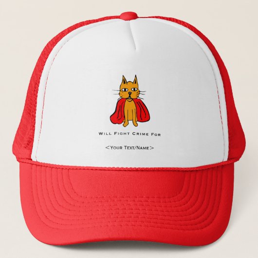 Super Cat Strijd Misdaad Voor<Your Text/Name> Trucker Pet (Voorkant)