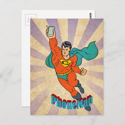 Super Cell Phone Man Briefkaart (Voorkant / Achterkant)