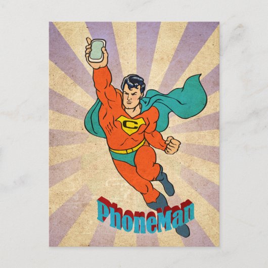 Super Cell Phone Man Briefkaart (Voorkant)