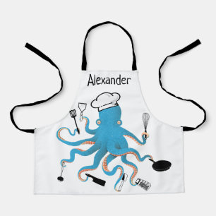 Super Chef Blauwe Octopus Personaliseer Schort