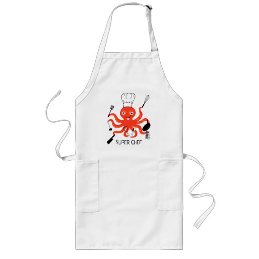 Super Chef Octopus Lang Schort (Voorkant)