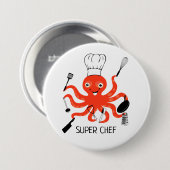 Super Chef Oranje octopus met keukengadgets Ronde Button 7,6 Cm (Voorkant /achterkant)