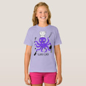 Super Chef Paars octopus met kookgadgets T-shirt (Voorkant volledig)
