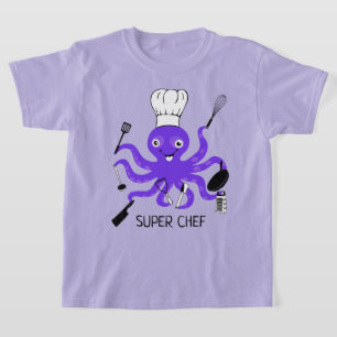 Super Chef Paarse Octopus met Kookgadgets T-shirt