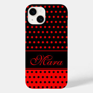Super Chic Red en Black Polka Dots, aangepaste naa Case-Mate iPhone 14 Hoesje