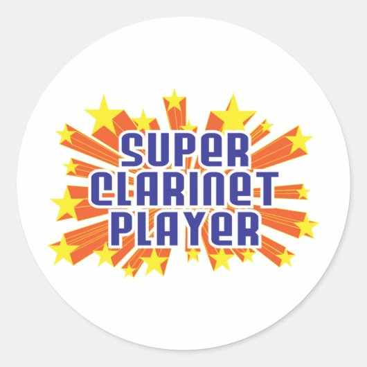 Super Clarinet Player Ronde Sticker (Voorkant)