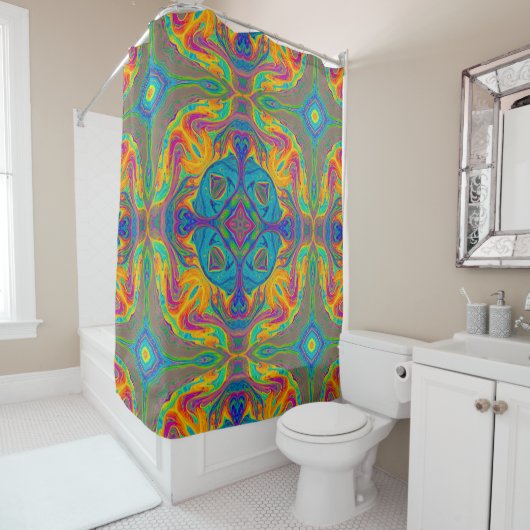 Super Colorful Fun Abstract Shower Curtain Douchegordijn (In situ)