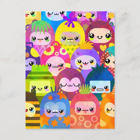 Super Colorful Kawaii Monsters Briefkaart (Voorkant)