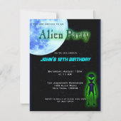 Super Cool Alien Birthday Party Invite Kaart (Voorkant)