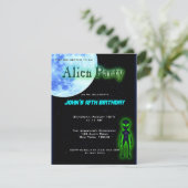 Super Cool Alien Birthday Party Invite Kaart (Staand voorkant)