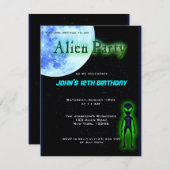 Super Cool Alien Birthday Party Invite Kaart (Voorkant / Achterkant)