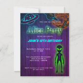 Super Cool Alien Birthday Party Invite Kaart (Voorkant)